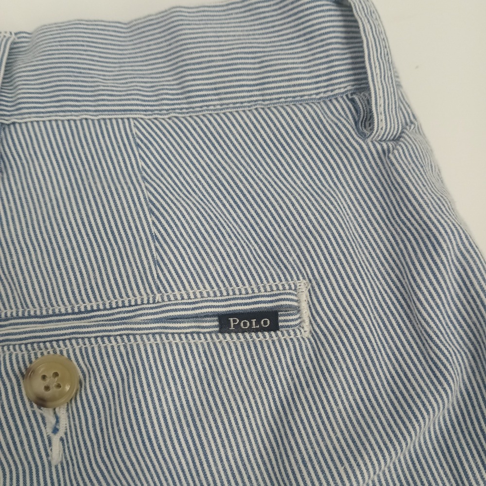 Polo Ralph Lauren Mens 38 Seersucker Shorts Blue White Striped Classic Fit 6"